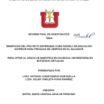 BENEFICIOS DEL PROYECTO ESPERANZA COMO MODELO DE EDUCACIÓN SUPERIOR PARA PRIVADOS DE LIBERTAD EN EL SALVADOR.