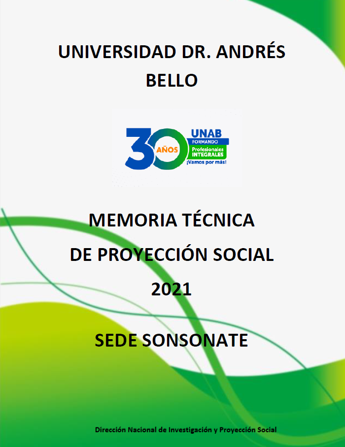 Memoria de Proyectos y Actividades de Proyección Social, Sonsonate, 2021.