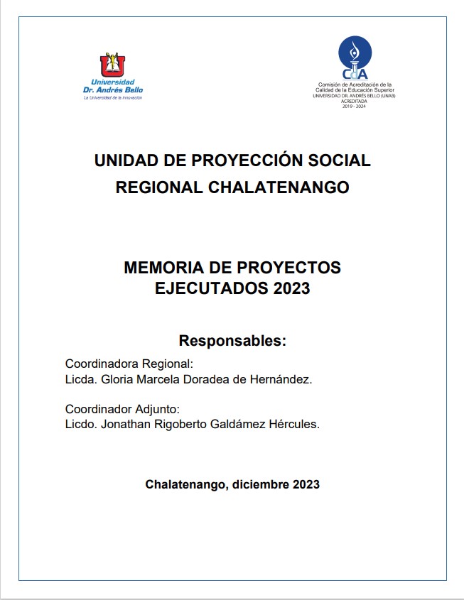 Memoria de Proyectos y Actividades de Proyección Social, Chalatenango, 2023