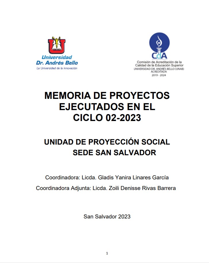 Memoria de Proyectos y Actividades de Proyección Social, San Salvador, Ciclo 02 2023